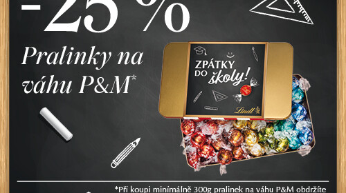 EXTRA sleva 25 % na pralinky na váhu P&M