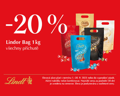 EXTRA sleva 20% na Lindor Bag 1kg