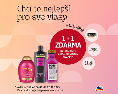 EXTRA akce 1+1 na šampony a kondicionéry značek Ogx, Prostyletech a Maui